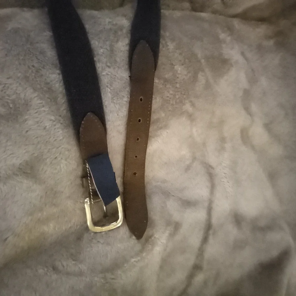 Vineyard Vines BELT 26 LIGHT Blue Leather Canvas SILVER FISH